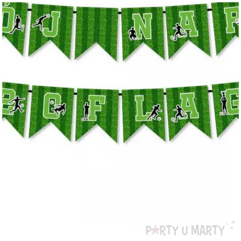 dekoracja na urodziny baner personalizowany pilka nozna wlasny napis girlanda 20 flag 400 cm