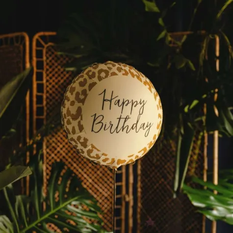 dekoracja na urodziny do przedszkola balon foliowy happy birthday cetki zwierzeta safari