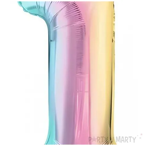 dekoracja na urodziny duzy balon foliowy cyfra 1 teczowa do girlandy jubileusz 39 dgt