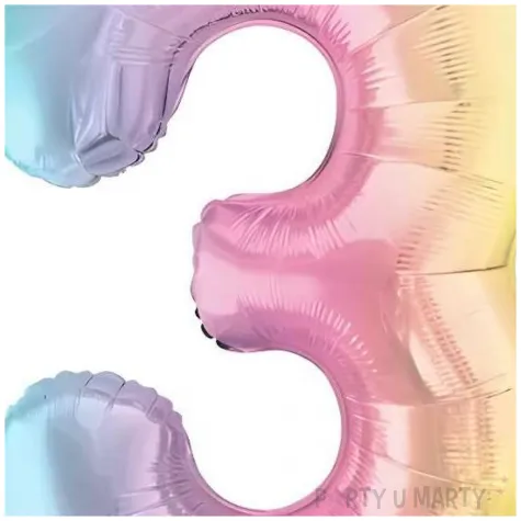 dekoracja na urodziny duzy balon foliowy cyfra 3 teczowa do girlandy jubileusz 39 dgt