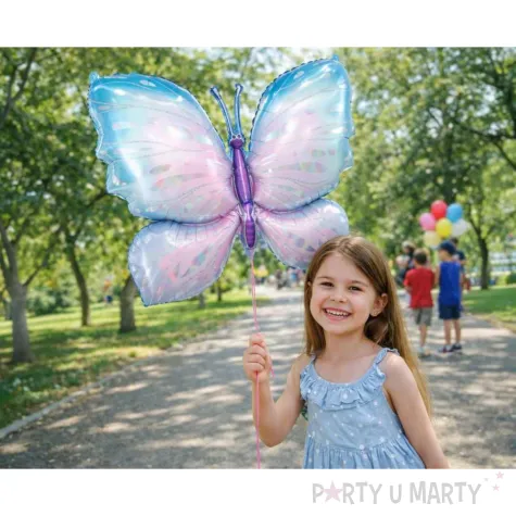 dekoracja na urodziny dzien dziecka duzy balon foliowy motyl niebieski do girland 30 shp