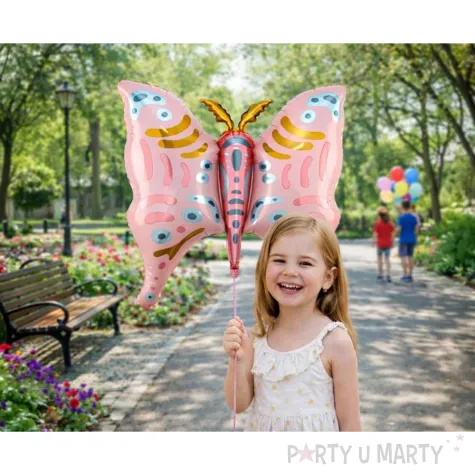 dekoracja na urodziny dzien dziecka duzy balon foliowy motyl rozowy do girland 27 shp