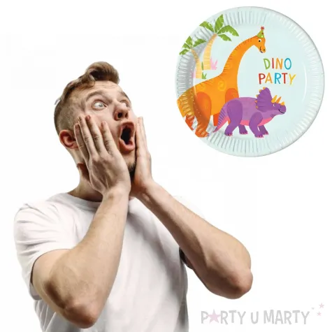dekoracja na urodziny dzien dziecka talerzyki papierowe dinozaury 20 cm 8 szt