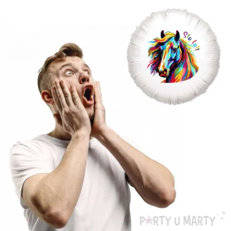 dekoracja na urodziny fana jazdy konnej balon foliowy sto lat prezent dla koniary 18 rnd