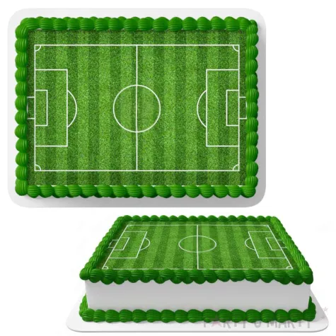 dekoracja na urodziny kibica pilkarza oplatek na tort pilka nozna boisko zielony 21x29 cm
