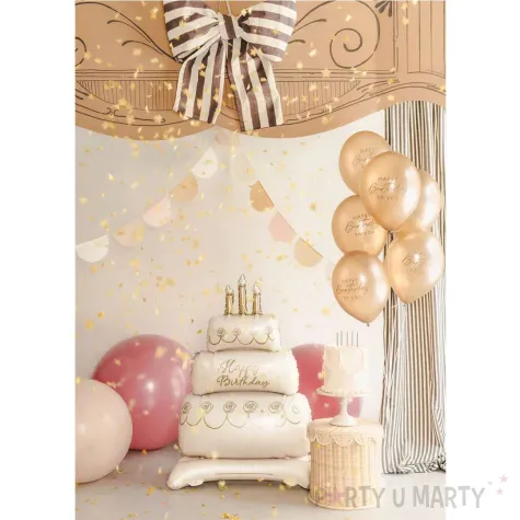 dekoracja na urodziny metrowy stojacy balon foliowy tort urodzinowy happy birthday 57