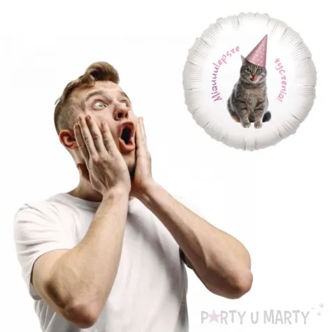 dekoracja na urodziny milosnika kotow balon foliowy miauuulepsze zyczenia prezent 18 rnd