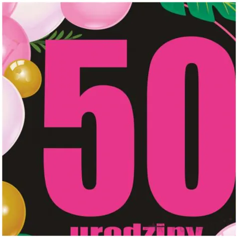 dekoracja na urodziny papierowe podkladki pod kubki 50 baloniki czarno rozowe 12 szt