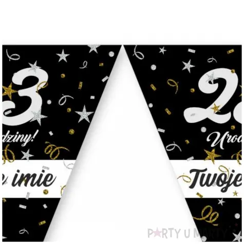 dekoracja na urodziny personalizowany baner glamour birthday girlanda papierowa czarna 3 6 m