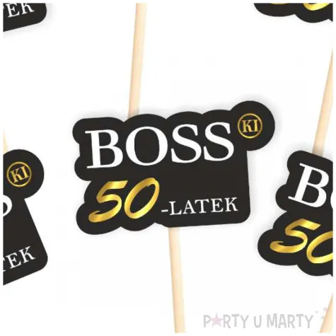 dekoracja na urodziny pikery bosski 50 latek ozdobne szpilki na muffinki babeczki 6 szt
