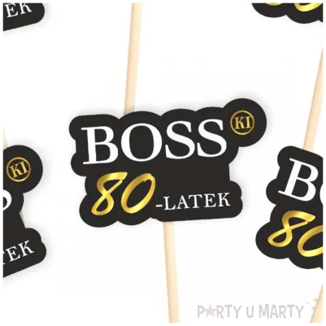 dekoracja na urodziny pikery bosski 80 latek ozdobne szpilki na muffinki babeczki 6 szt