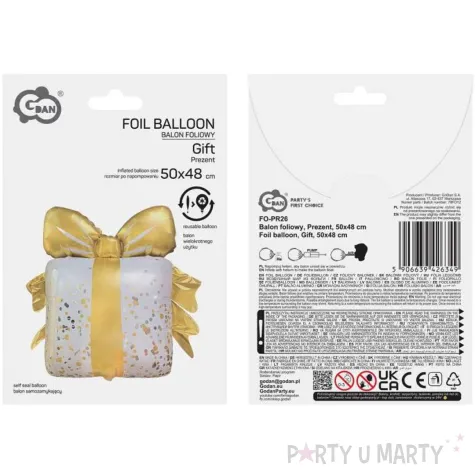 dekoracja na urodziny slub wesele swieta balon foliowy prezent bialo zloty 20 shp