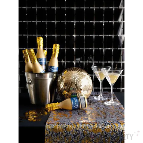 dekoracja na urodziny sylwestra tuba strzelajaca konfetti szampan zlote gwiazdy