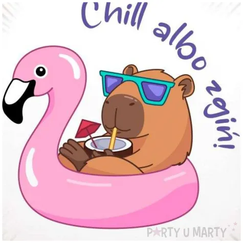 dekoracja na urodziny urlop emeryture balon foliowy kapibara chill albo zgin 18 rnd