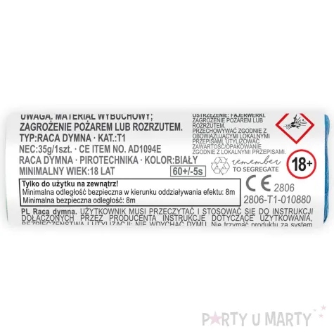 dekoracja na urodziny wesele raca dymna flara swieca biala 11 5 cm 5 szt