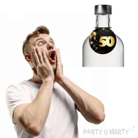 dekoracja na urodziny zawieszki na alokohol liczba 50 czarno zlota glamour 10 szt