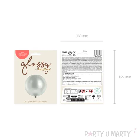 dekoracja na wesele slub urodziny balon xl glossy metaliczny srebrny 24 x1