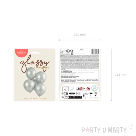 dekoracja na wesele slub urodziny balony glossy metaliczne srebrne 18 x5