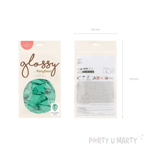 dekoracja na wesele urodziny balony glossy metaliczne butelkowe zielone 12 x50