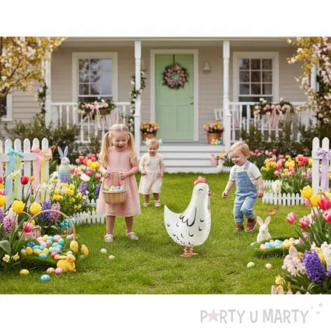 dekoracja na wielkanoc balon foliowy stojacy kurka partydeco 24 shp