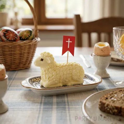 dekoracja na wielkanoc do swieconki pikery szpilki ozdobne choragiewka krzyz do baranka x6