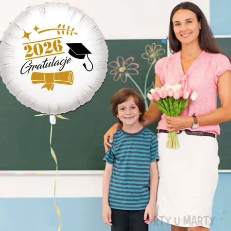 dekoracja na zakonczenie roku szkolnego akademickiego balon foliowy gratulacje 2026 18