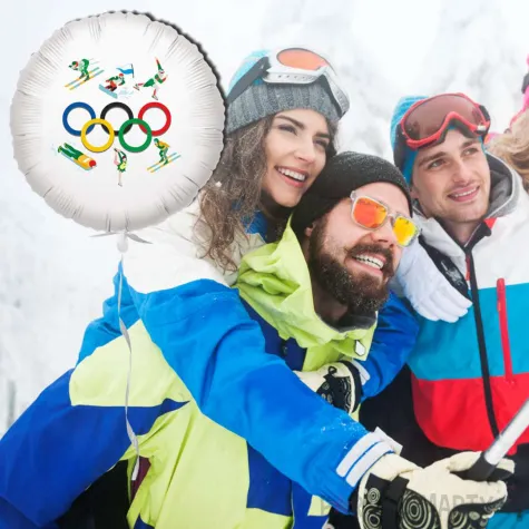 dekoracja na zimowe igrzyska plimpijskie balon foliowy wlochy 2026 bialy 18 rnd