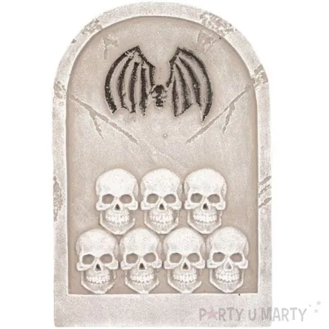 dekoracja nagrobek czaszki szaro bezowa amscan 56 cm