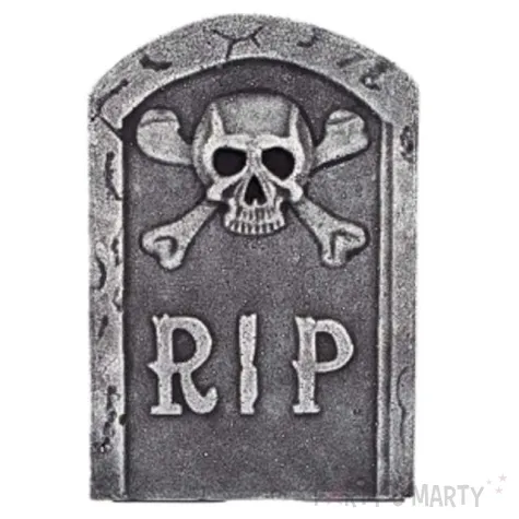 dekoracja nagrobek z czaszka rip szara amscan 31 cm