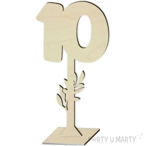 dekoracja numer na stol 10 drewno 24 cm