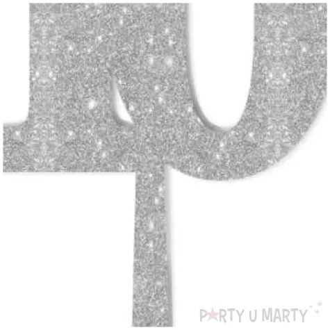 dekoracja numer na stol 10 srebrny brokat 19 cm