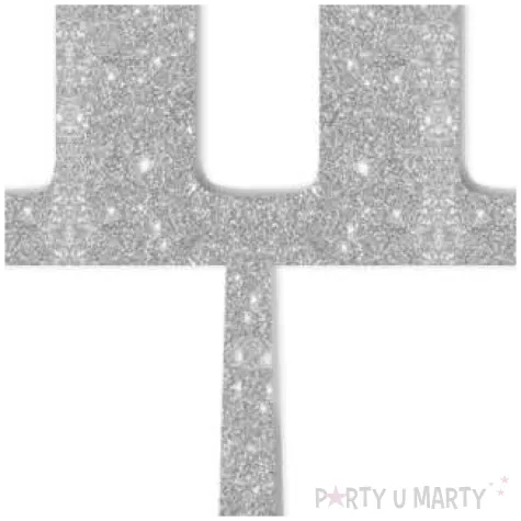 dekoracja numer na stol 11 srebrny brokat 19 cm