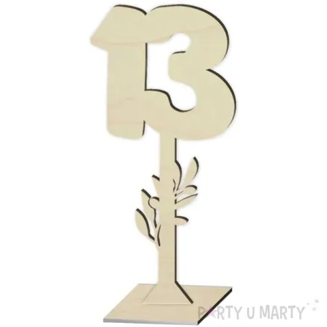 dekoracja numer na stol 13 drewno 24 cm