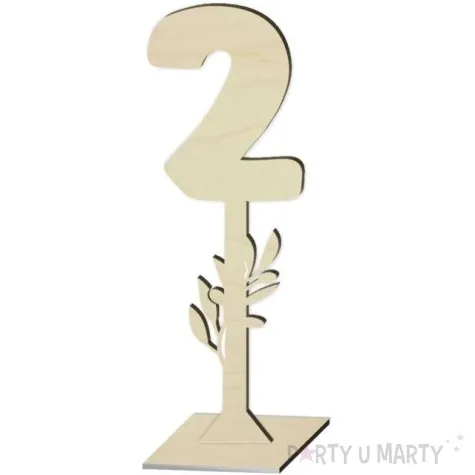 dekoracja numer na stol 2 drewno 24 cm