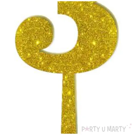 dekoracja numer na stol 3 zloty brokat 19 cm