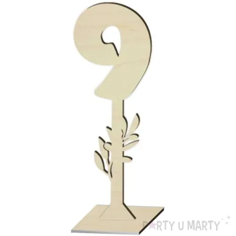 dekoracja numer na stol 9 drewno 24 cm