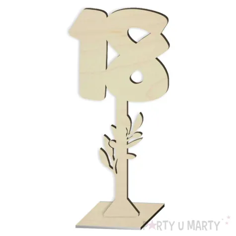 dekoracja numerek na stol cyfra 18 drewniana wesele slub komunia