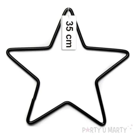 dekoracja obrecz gwiazda czarna dekorlamp 35 cm