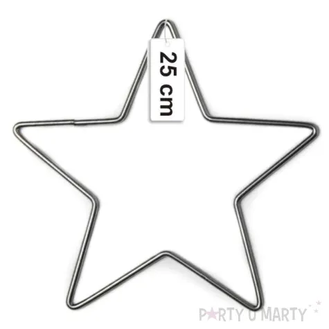 dekoracja obrecz gwiazda srebrna dekorlamp 25 cm