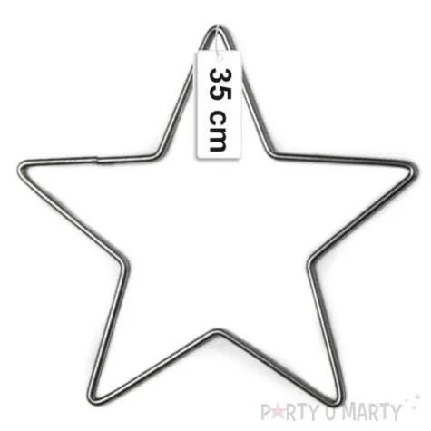 dekoracja obrecz gwiazda srebrna dekorlamp 35 cm