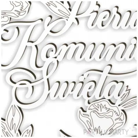 dekoracja obrecz okragla i komunia swieta z kwiatami biala 39cm