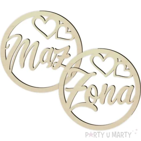 dekoracja obrecz okragla maz i zona drewniana 40cm 2 szt