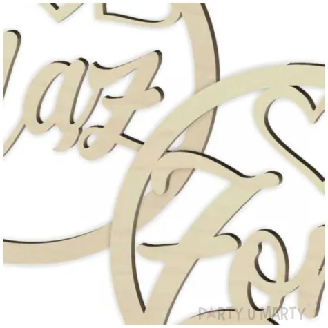 dekoracja obrecz okragla maz i zona drewniana 40cm 2 szt