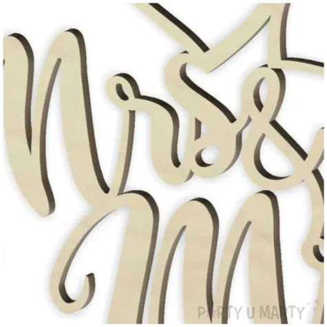 dekoracja obrecz okragla mr i mrs drewniana 40cm