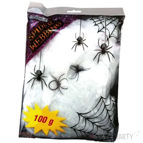 dekoracja pajeczyna nylon bialy guirca 100g