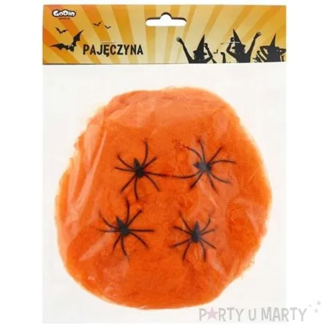 dekoracja pajeczyna nylon pomaranczowa 60 g