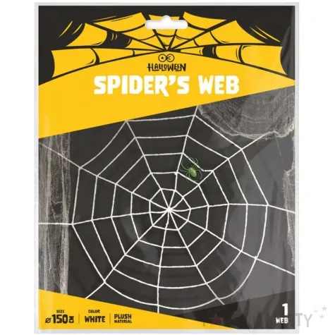 dekoracja pajeczyna pluszowa bialy partypal 150 cm