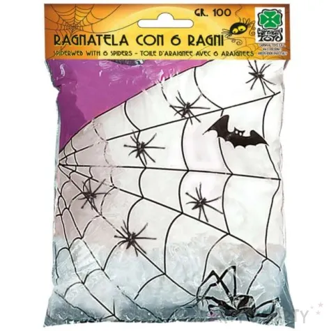 dekoracja pajeczyna z pajakami biala carnival toys 100 g