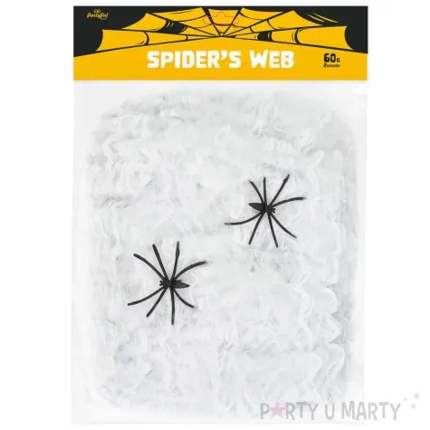 dekoracja pajeczyna z pajakami biala partypal 60 g