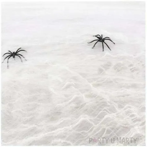 dekoracja pajeczyna z pajakami nylon biala 60 g